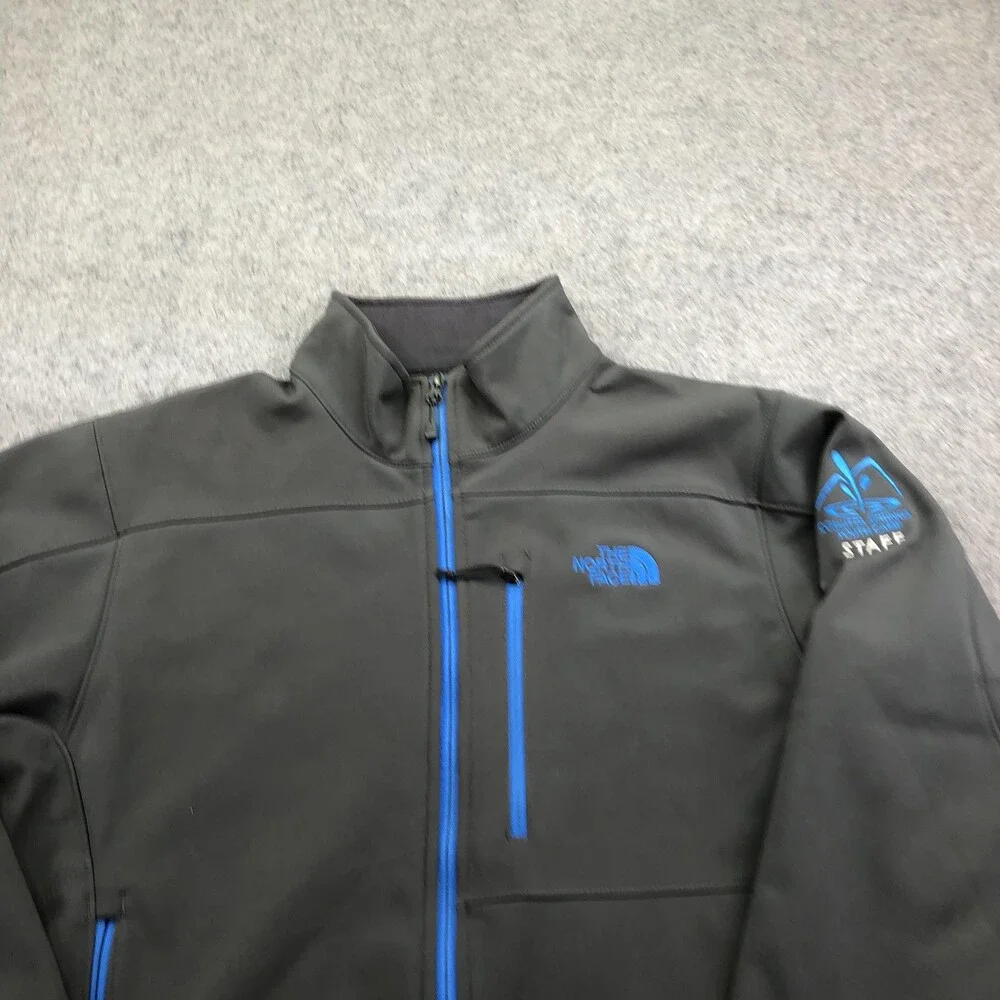 The North Face Jacket Mens Medium Gray Softshell Fleece Full Zip Hiking Outdoor